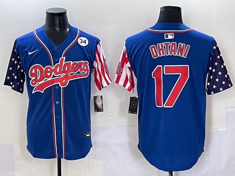 Men 2025 Los Angeles Dodgers #17 Ohtani Blue a generation of national flags Joint Name Nike MLB Jersey style 4->los angeles dodgers->MLB Jersey